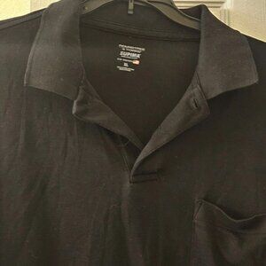 Roundtree and York Black Comfort supima cotton Preppy golf polo casual 2XL shirt